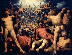 La caída de los titanes, por Cornelis van Haarlem.